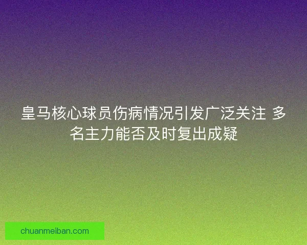 皇马核心球员伤病情况引发广泛关注 多名主力能否及时复出成疑
