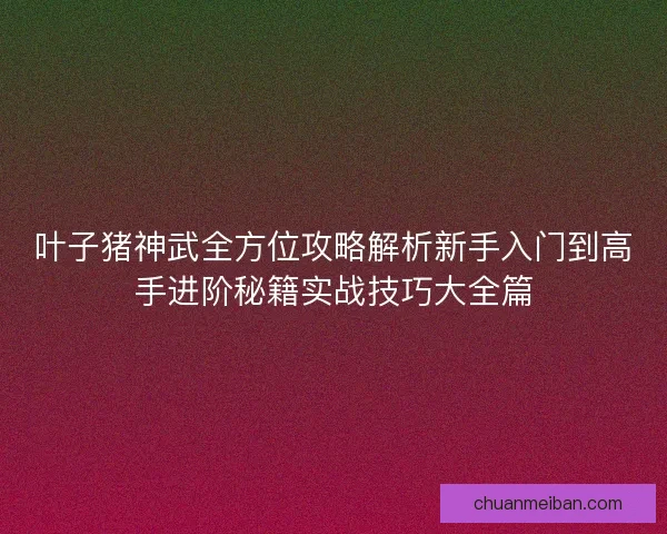 叶子猪神武全方位攻略解析新手入门到高手进阶秘籍实战技巧大全篇